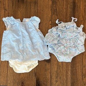 Little Me Floral Blue and White Baby Outfits Size 12 Months